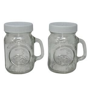 Vintage Golden Harvest Salt & Pepper Shaker Set White Plastic Lids